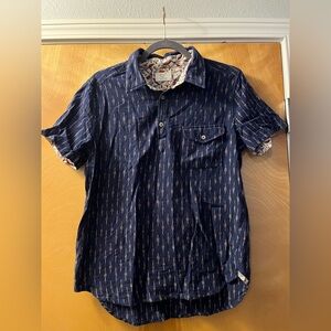 Custom made in India indie designer Men's/unisex Navy Blue Patterned Shirt